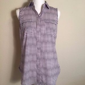 Talbots Sleeveless Button Down Top XS Print